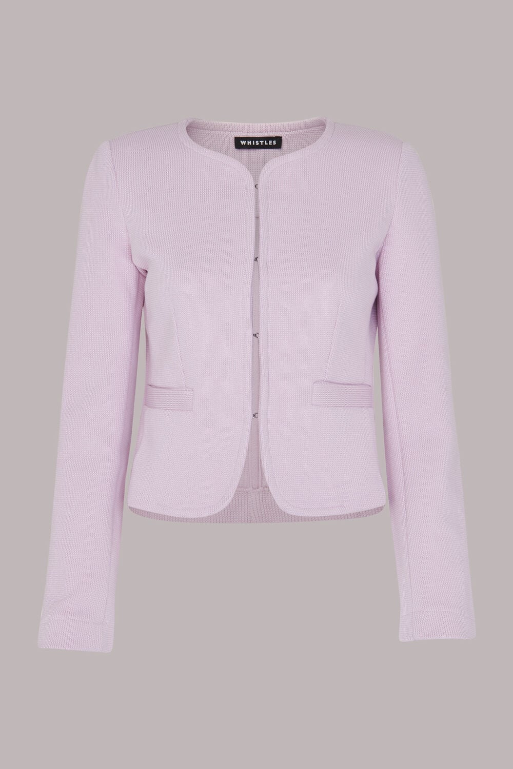 Lilac Jersey Collarless Jacket