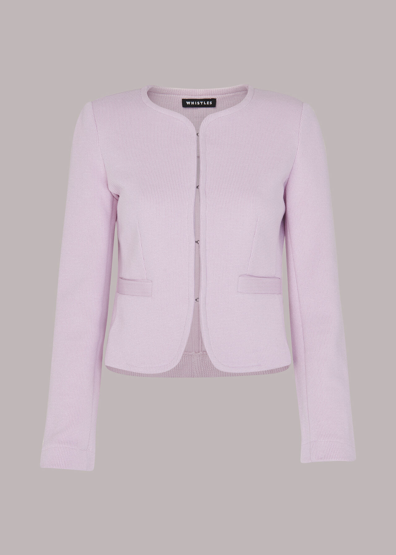 Lilac Collarless Jersey Jacket | WHISTLES