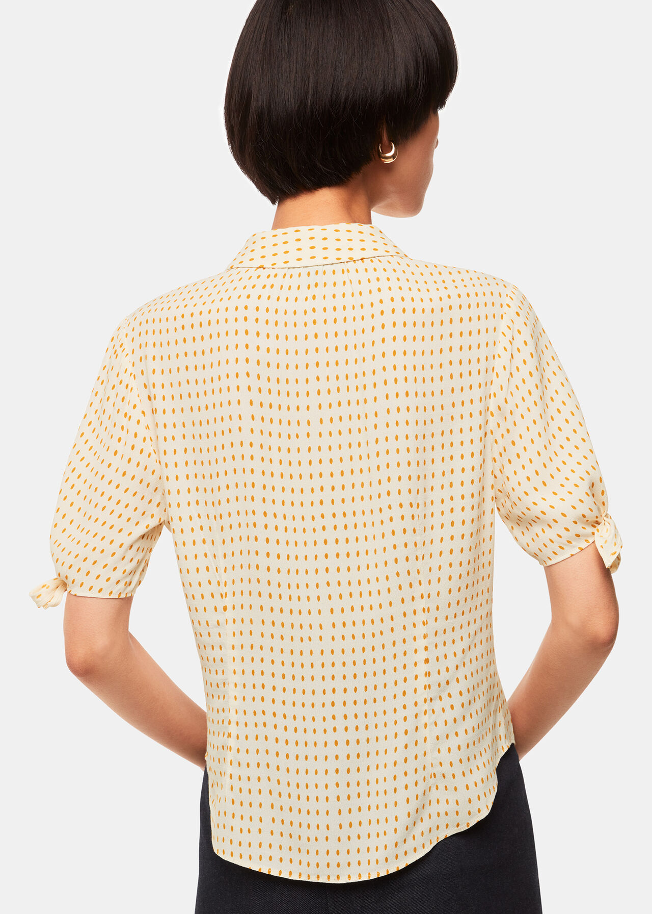 Whistles Oval Spot Tie Sleeve Shirt