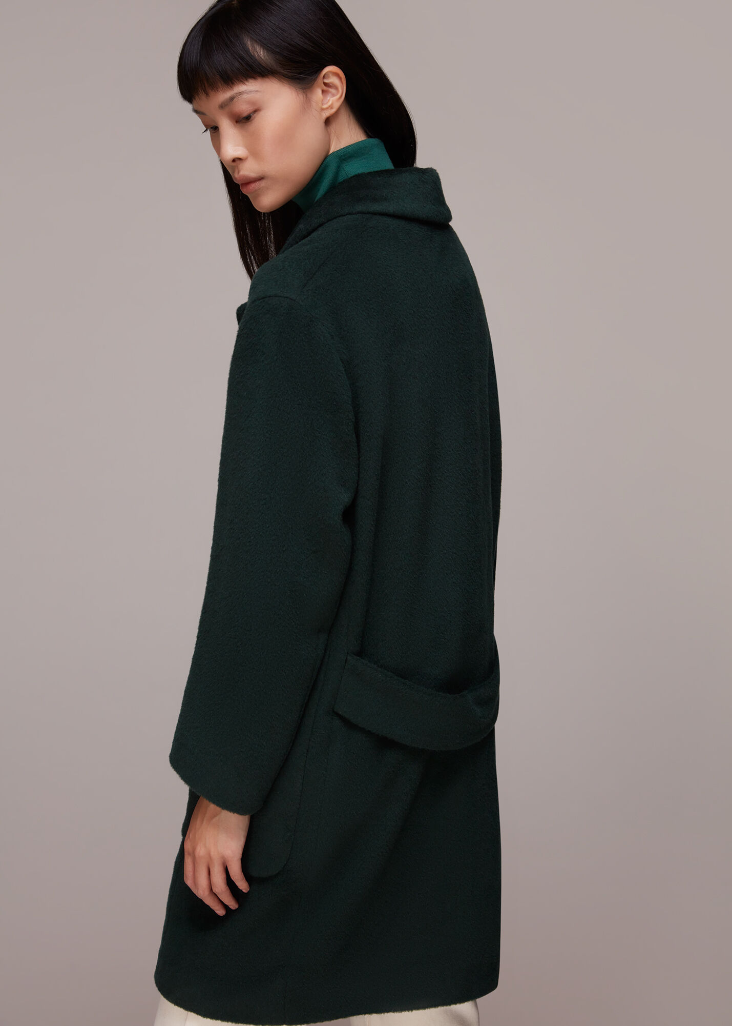 Green Lola Wool Mix Cocoon Coat