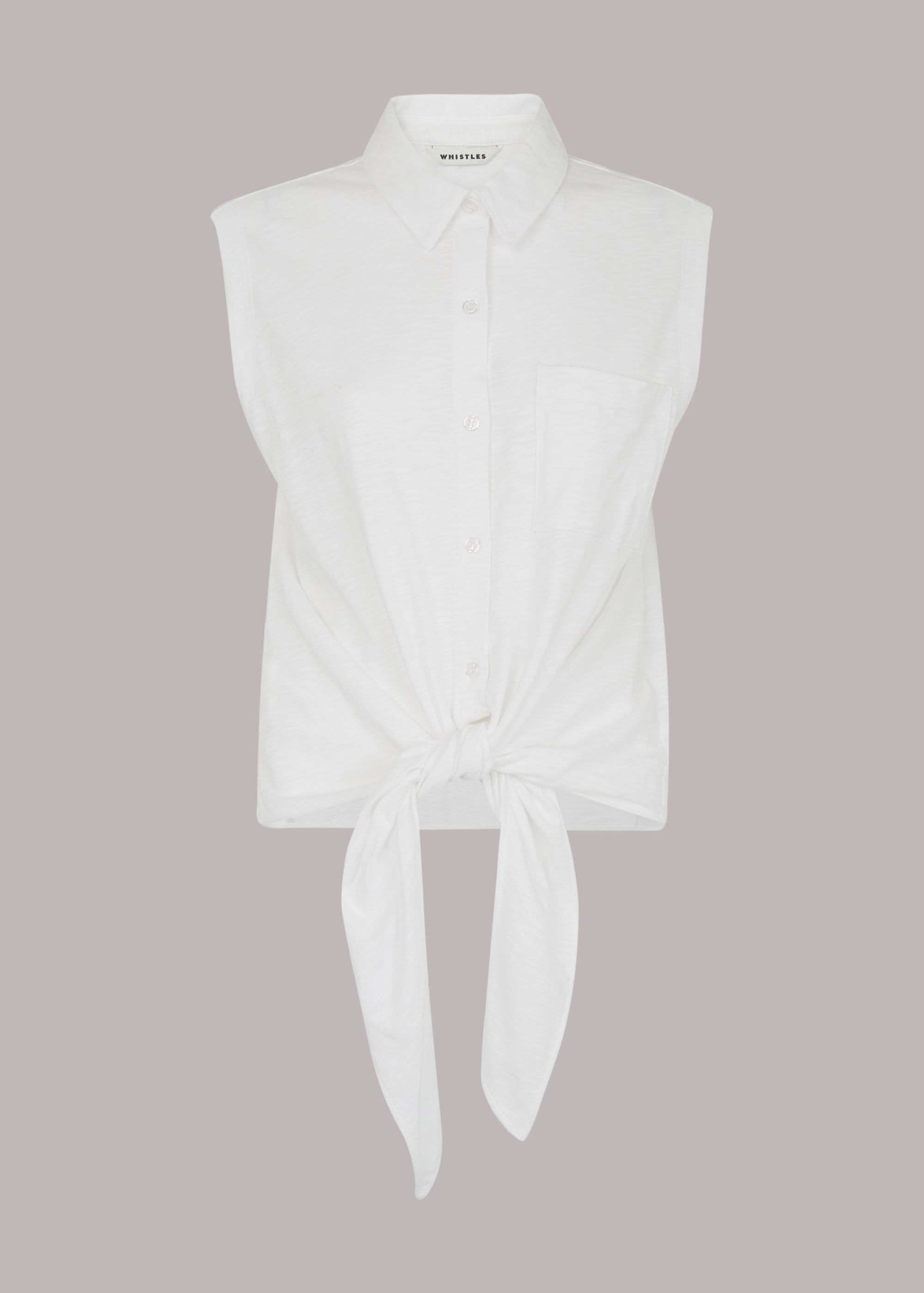 White Tie Front Sleeveless Shirt | WHISTLES | Whistles US |