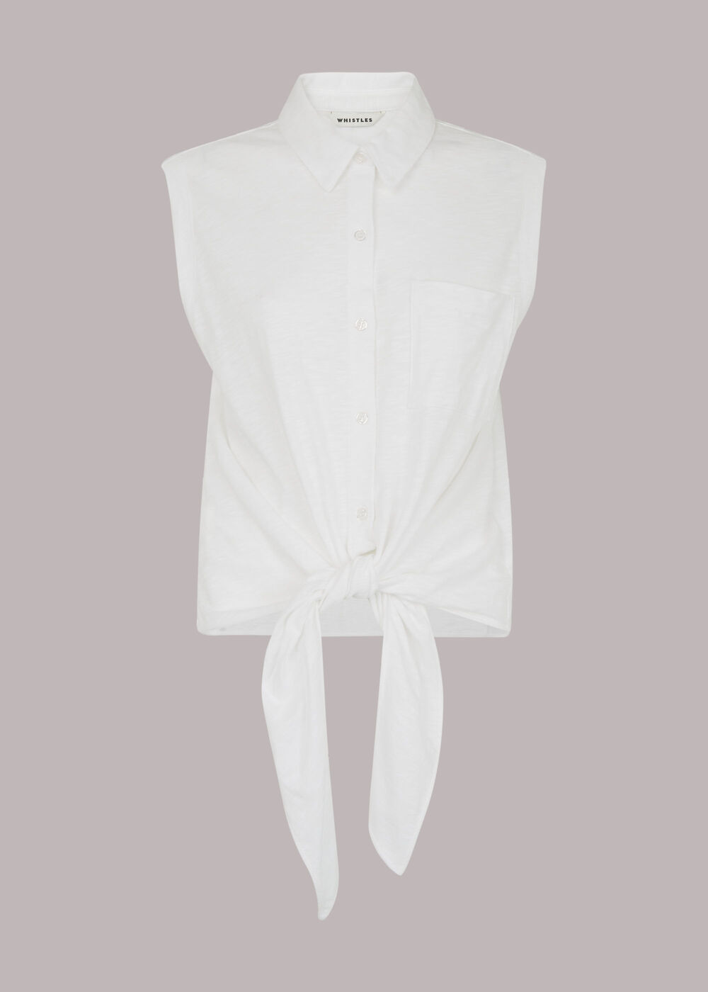 Tie Front Sleeveless Shirt