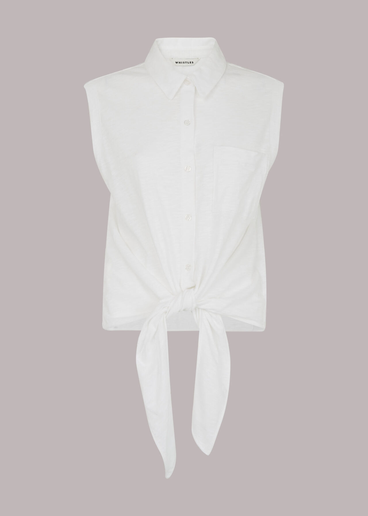 Tie Front Sleeveless Shirt