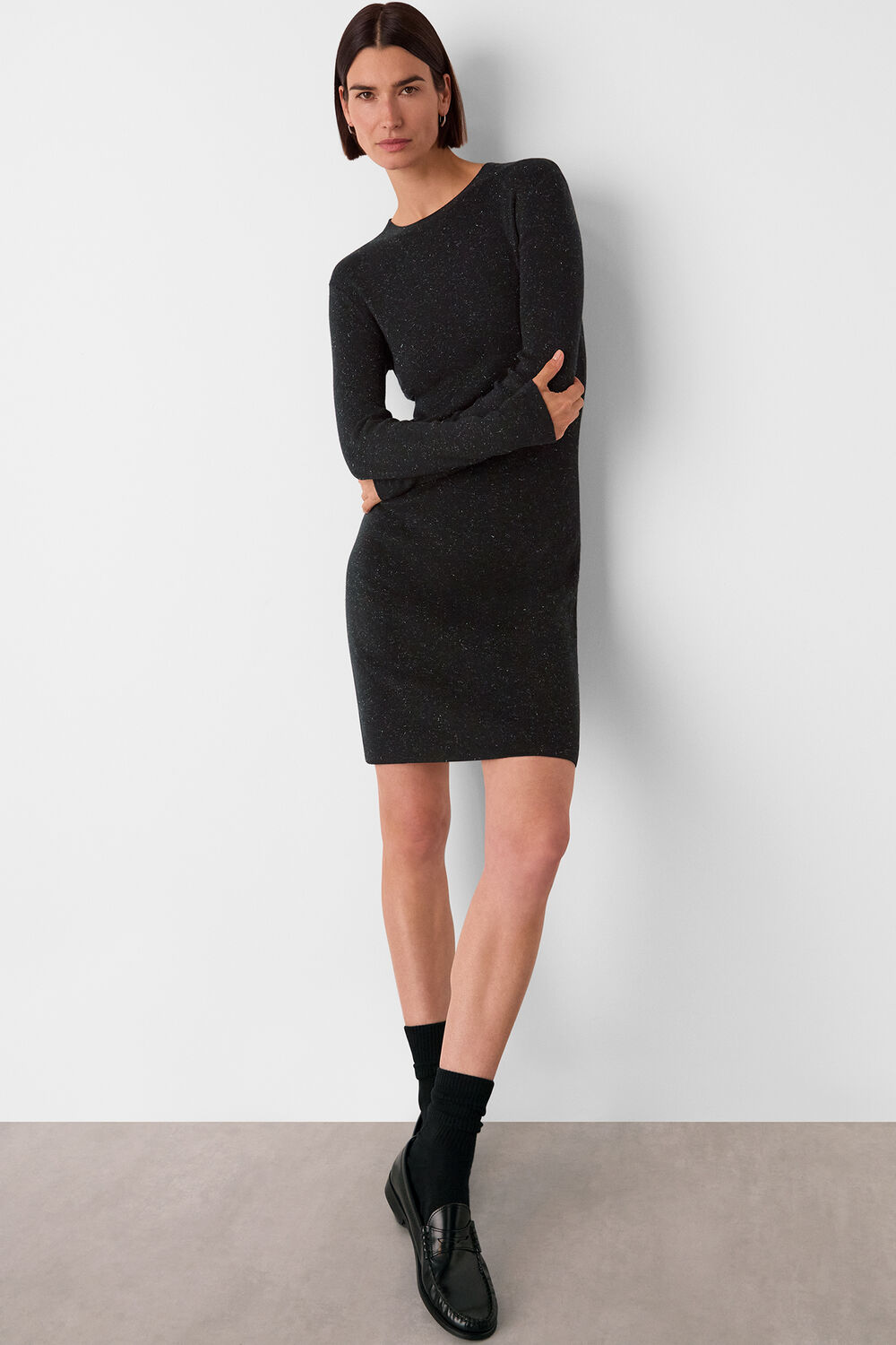 Black Annie Sparkle Short Knit Dress