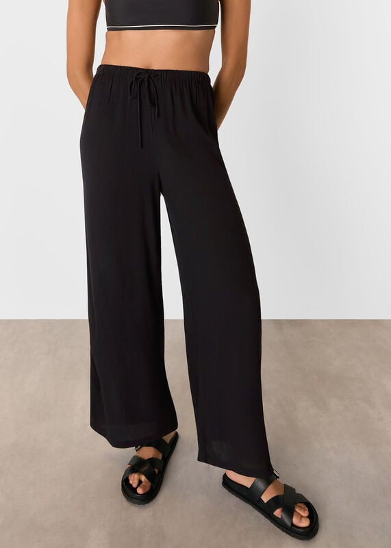 Black Tie Front Beach Trouser