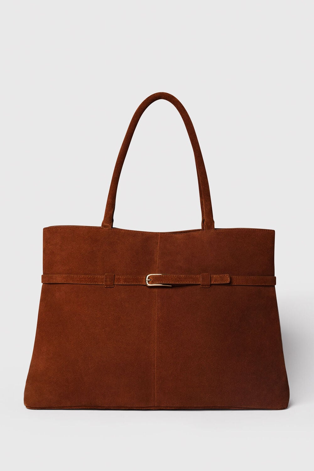 Brown Noelle Suede Buckle Tote Bag