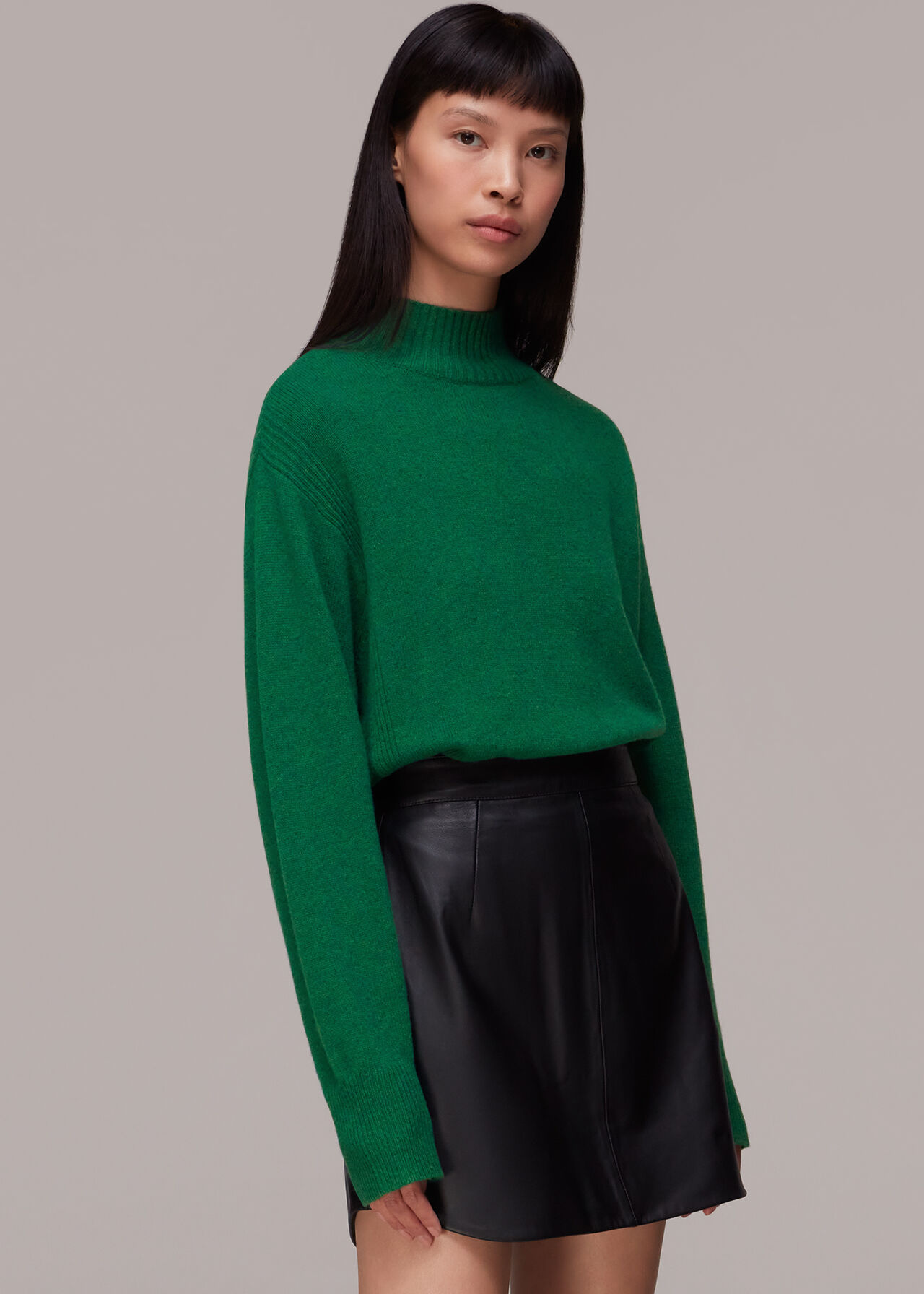 Green Ferne Wool Funnel Neck Jumper WHISTLES