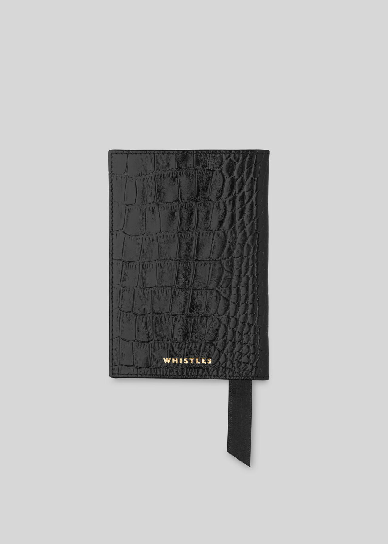 Shiny Croc Passport Holder Black