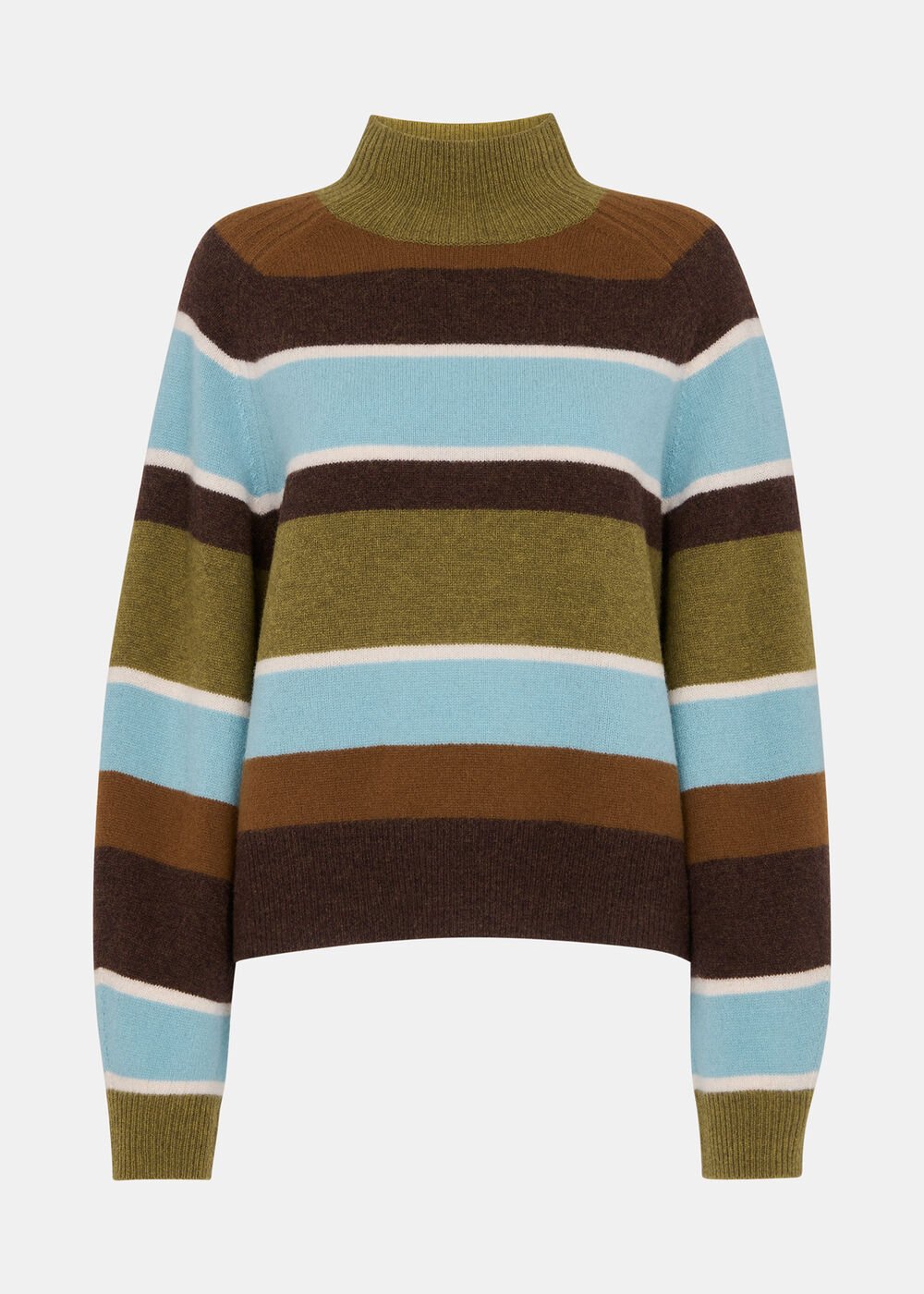 Wool Stripe Funnel Neck Knit