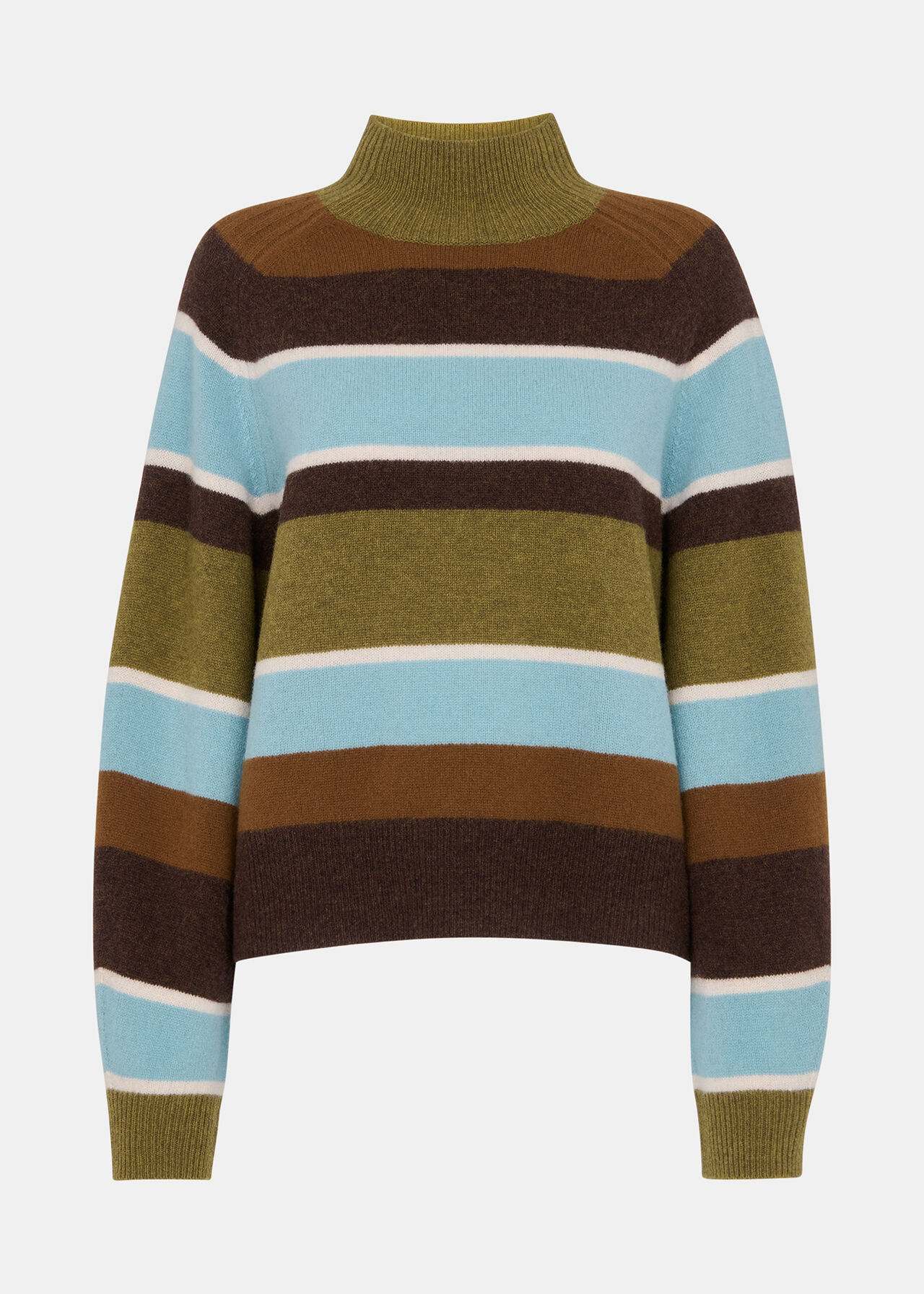Wool Stripe Funnel Neck Knit