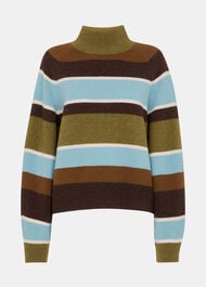 Wool Stripe Funnel Neck Knit