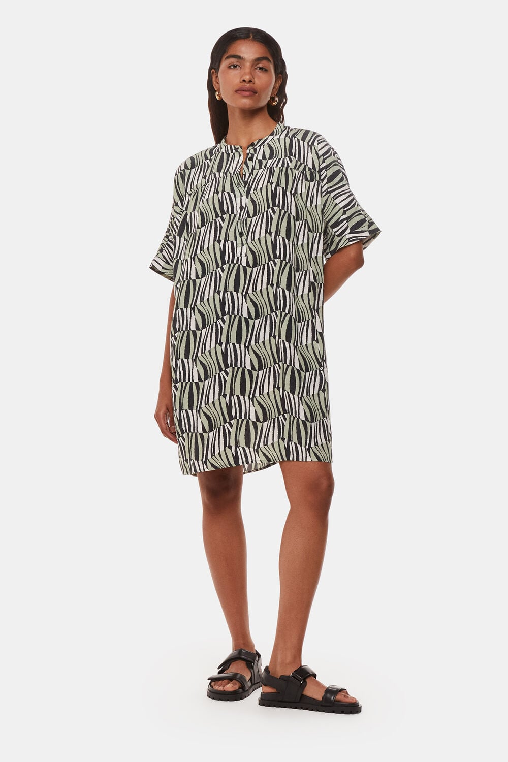 Petite Checkerboard Tiger Print Dress