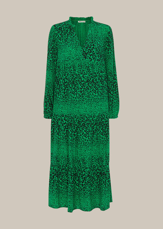 Green Speckled Animal Enora Dress