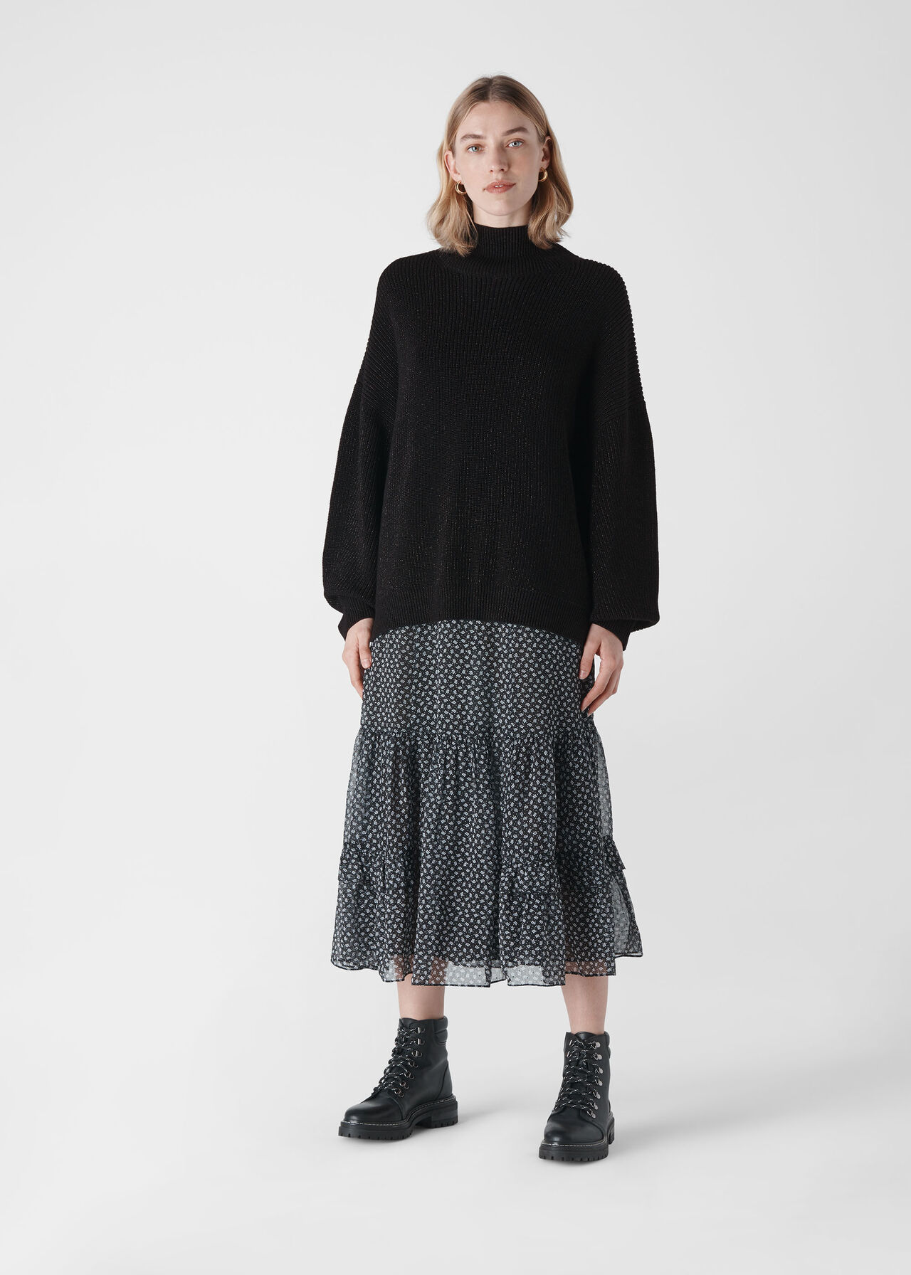 Black Chunky Sparkle Knit WHISTLES Whistles UK