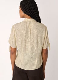 Dashed Marks Tie Sleeve Shirt