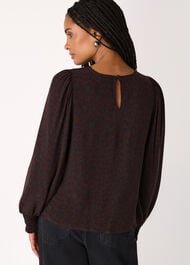 Leopard Shirred Cuff Blouse