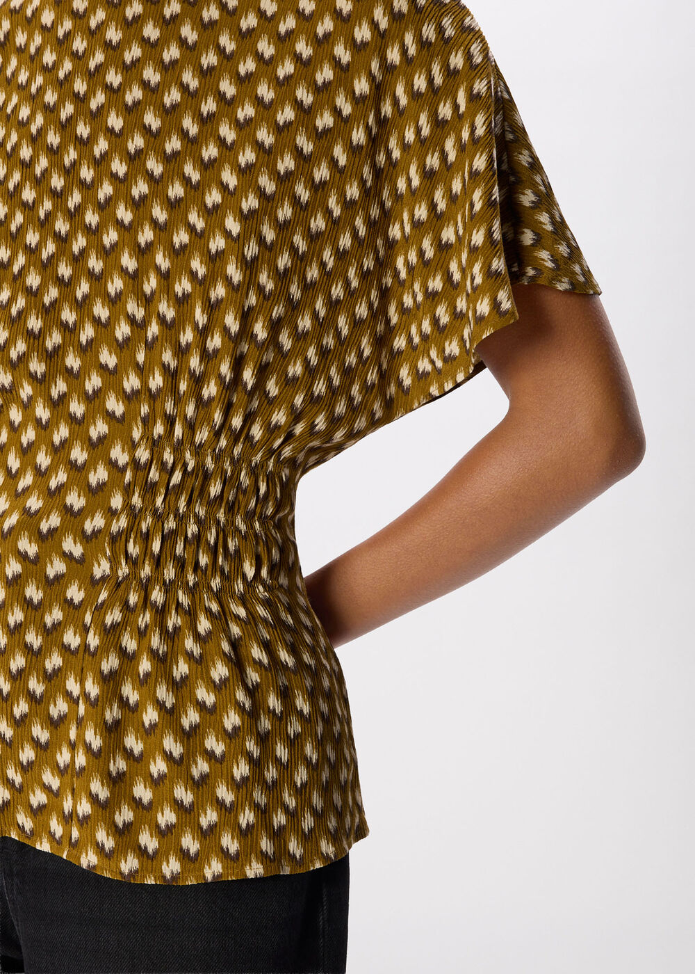 Ikat Spot Shirred Blouse