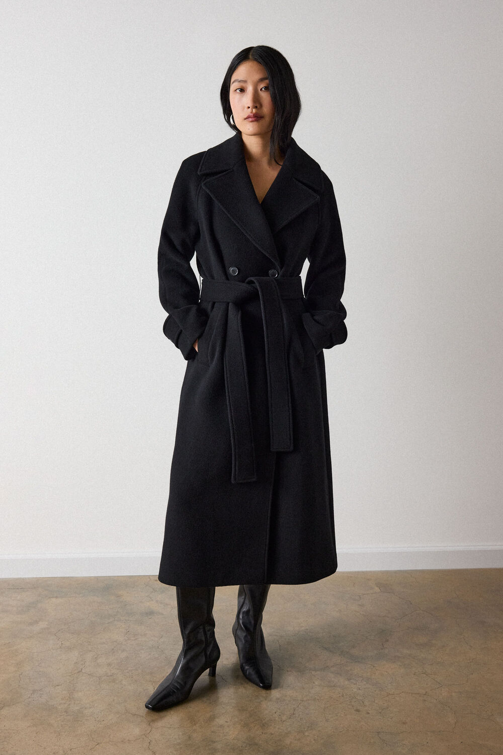 Belted Wool Rich Trench Coat