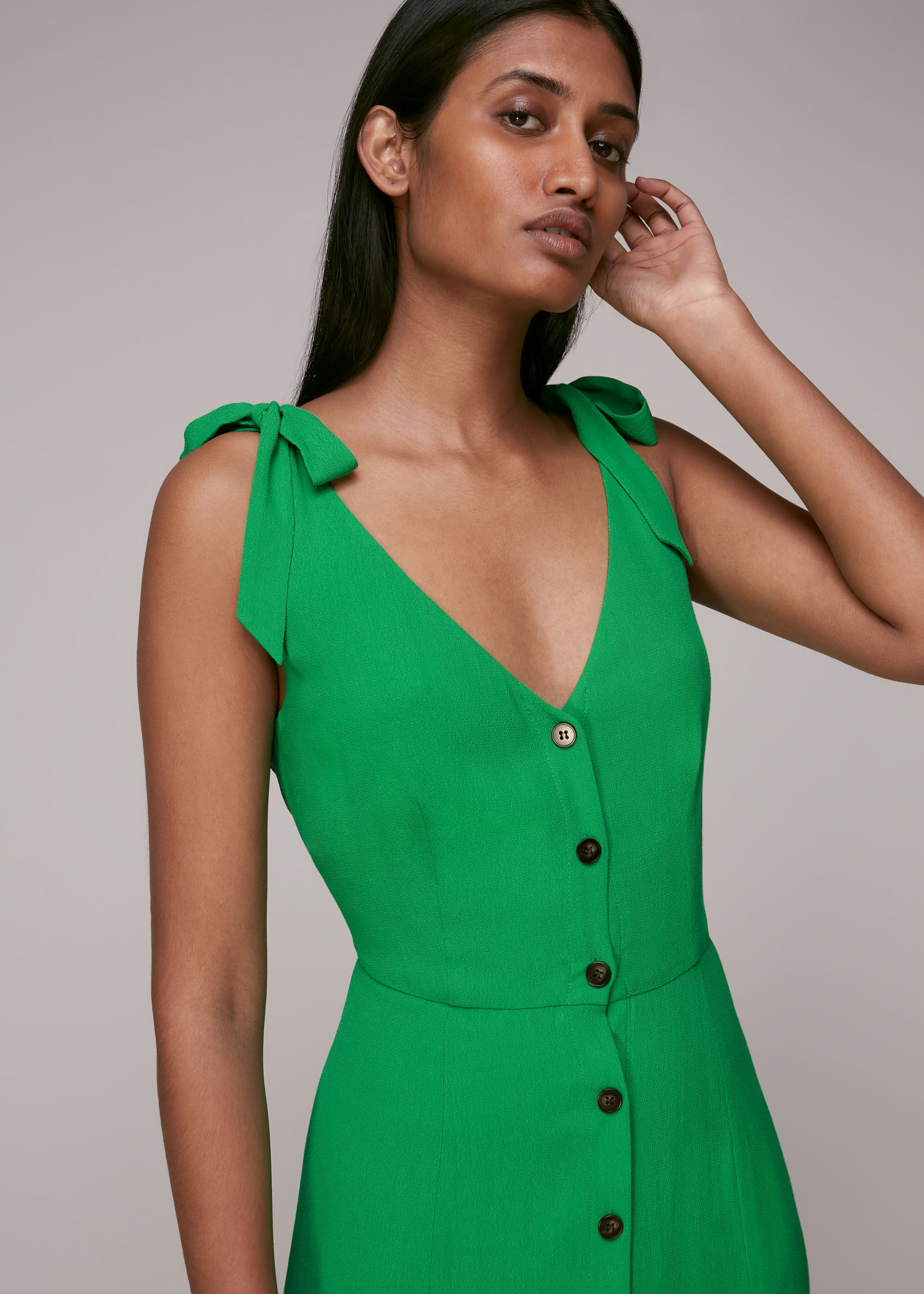 Green shop tie dress
