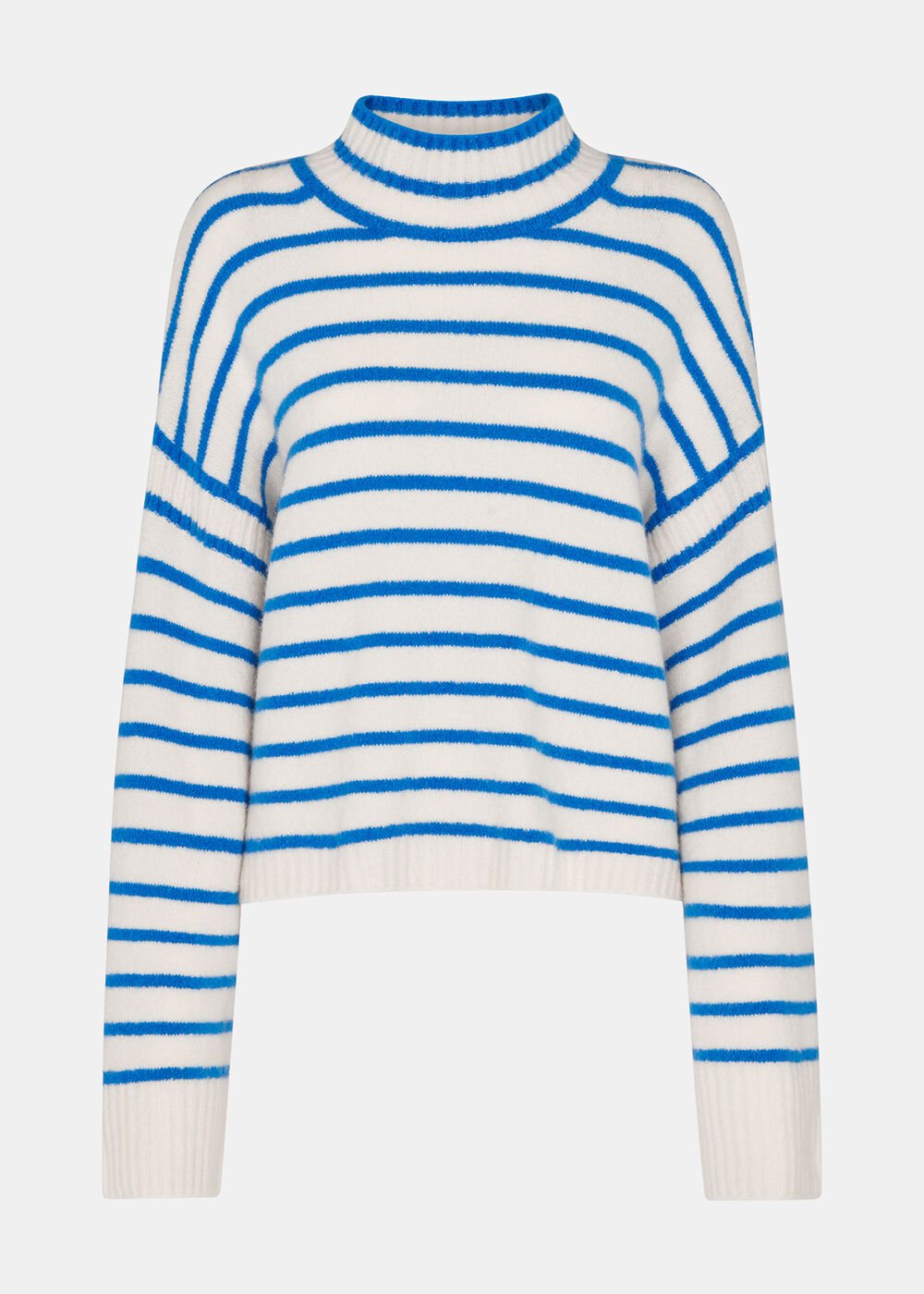 Stripe Rib Detail Funnel Knit