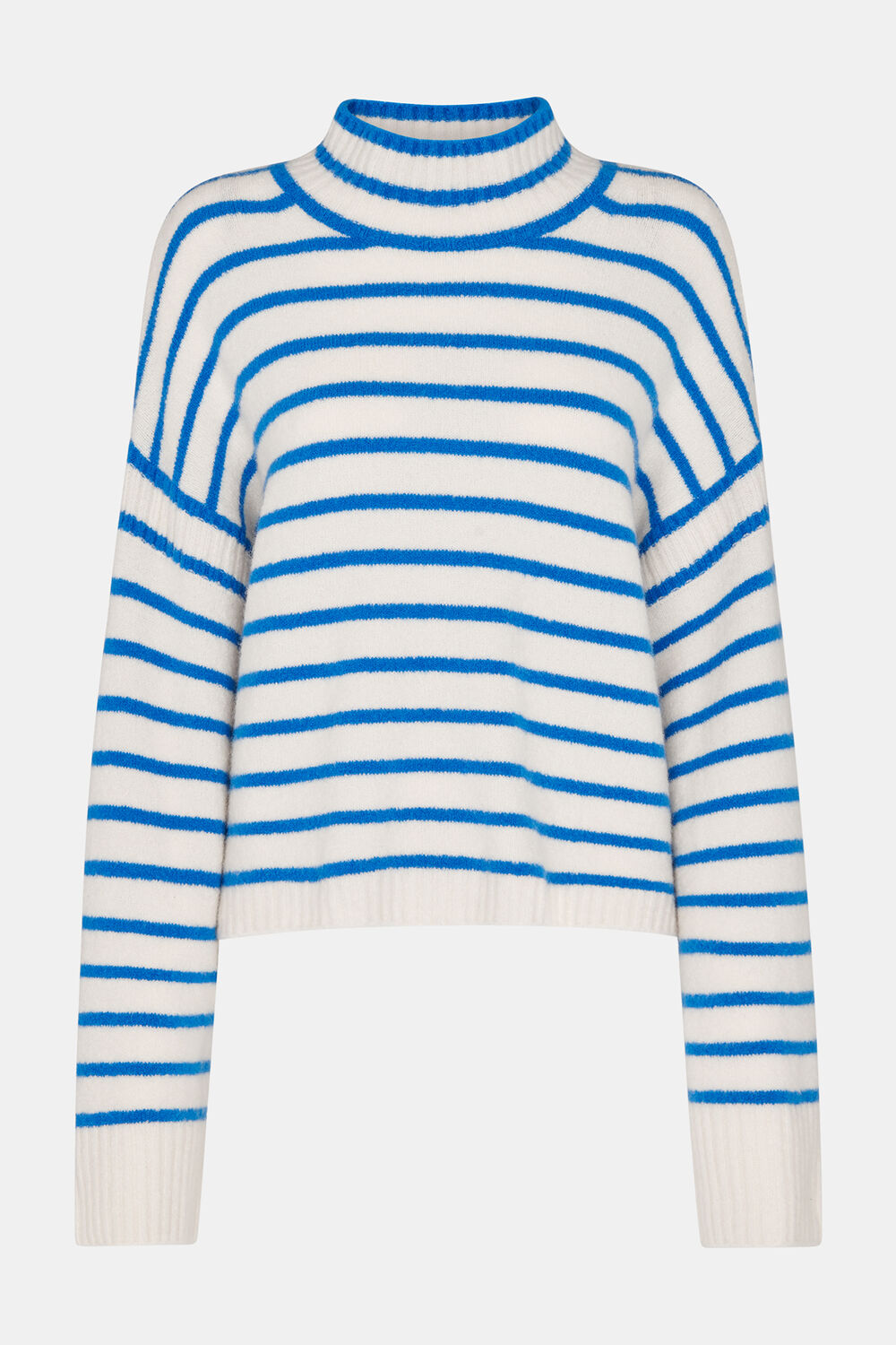 Stripe Rib Detail Funnel Knit