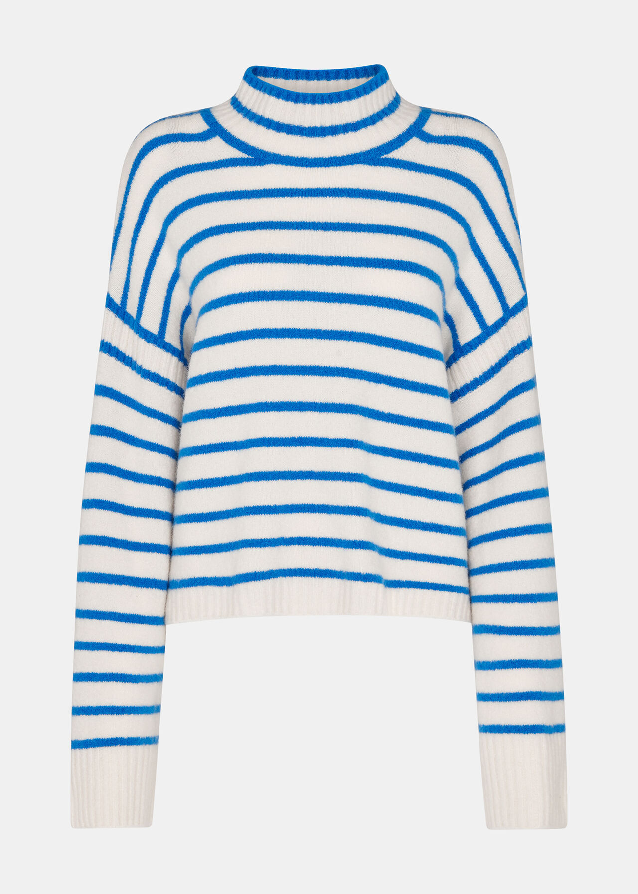 Stripe Rib Detail Funnel Knit