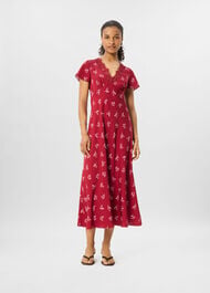 Petite Floral Lace Trim Midi Dress