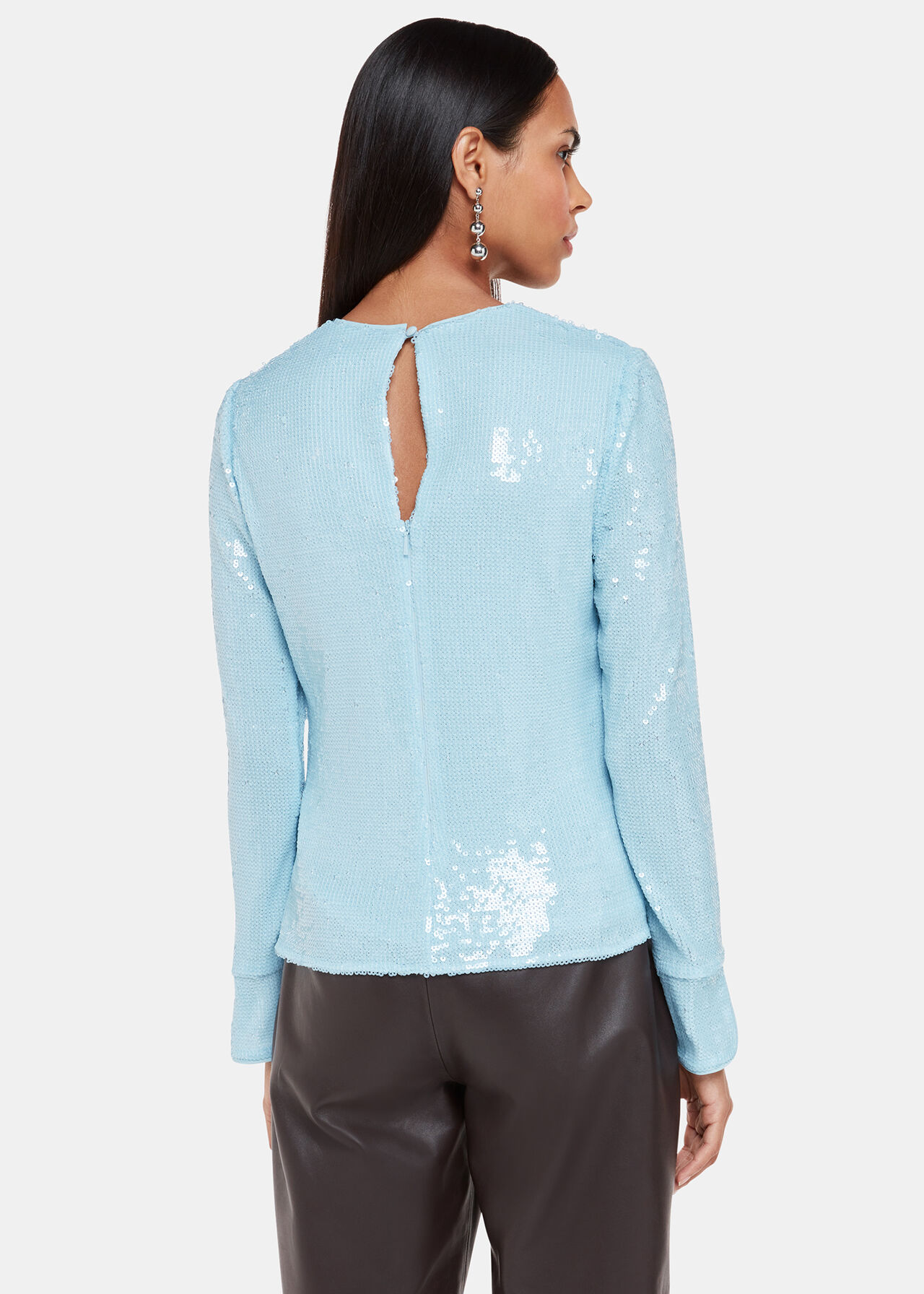 Silver High Neck Sequin Top, WHISTLES