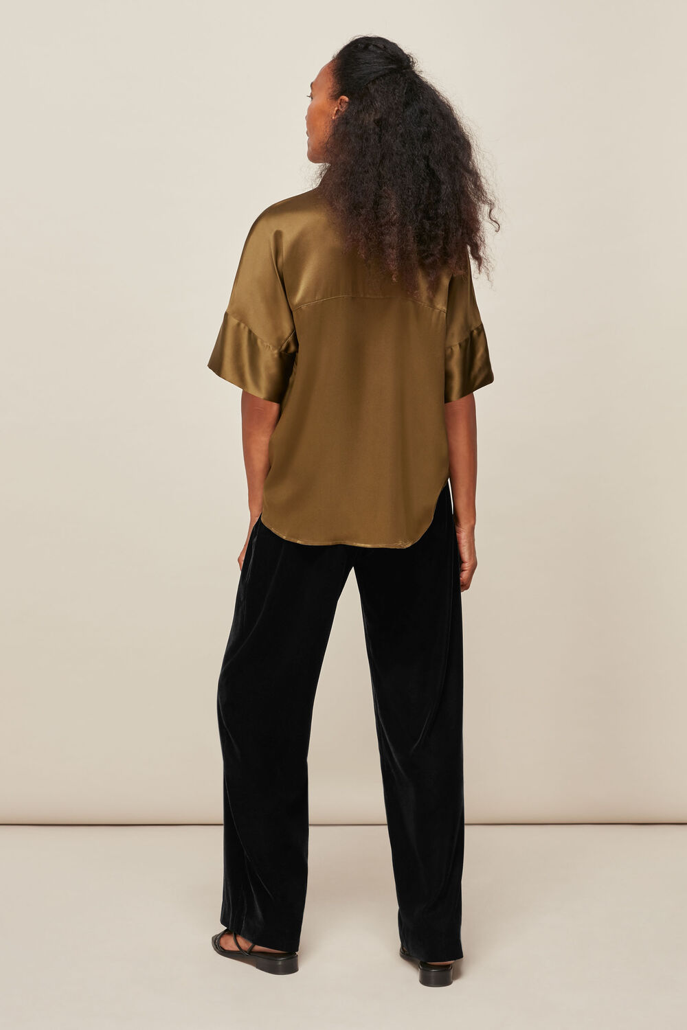 Side Button Velvet Trouser