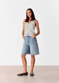 Stripe Button Front Tank