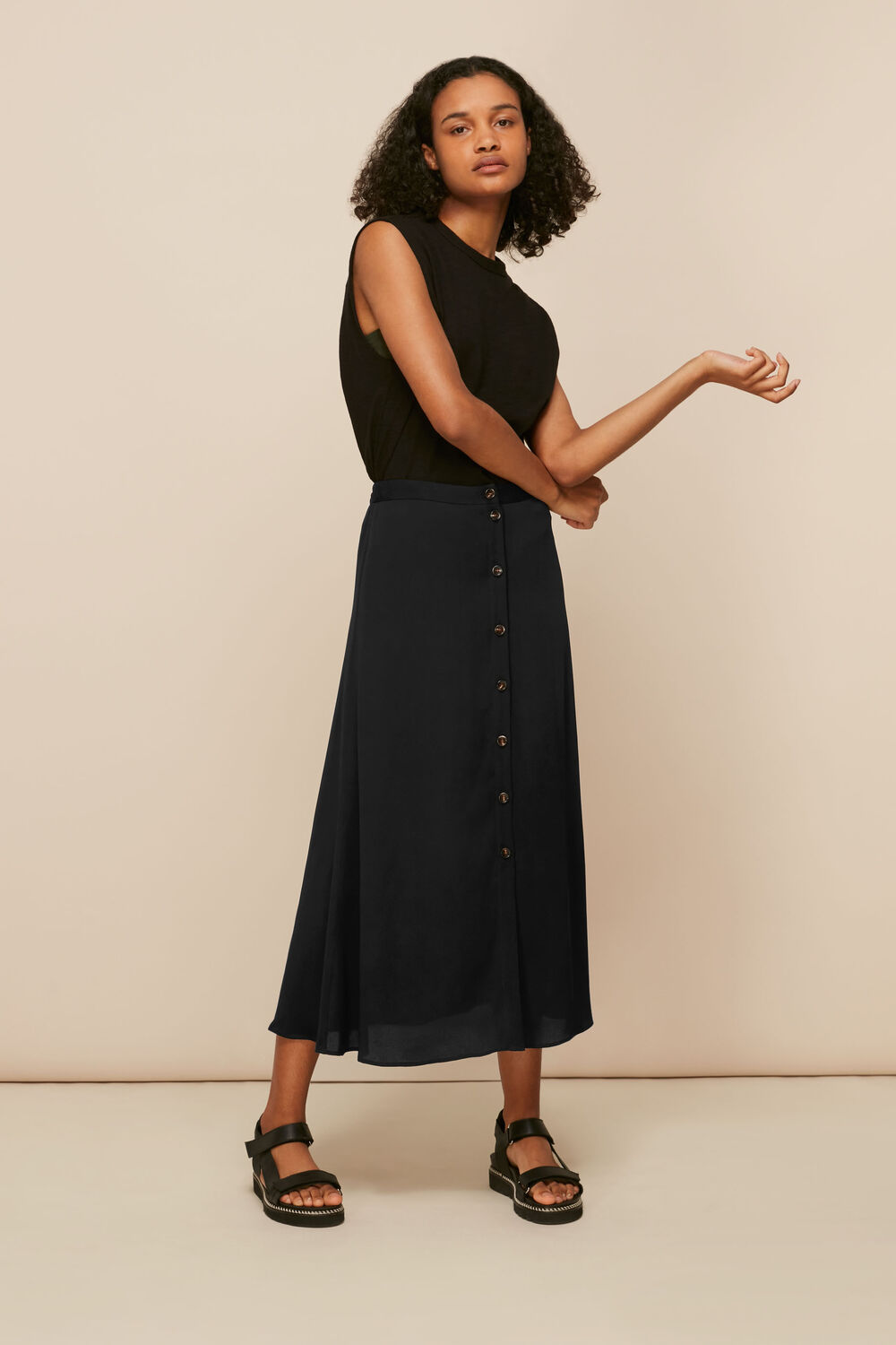 Button Front Skirt