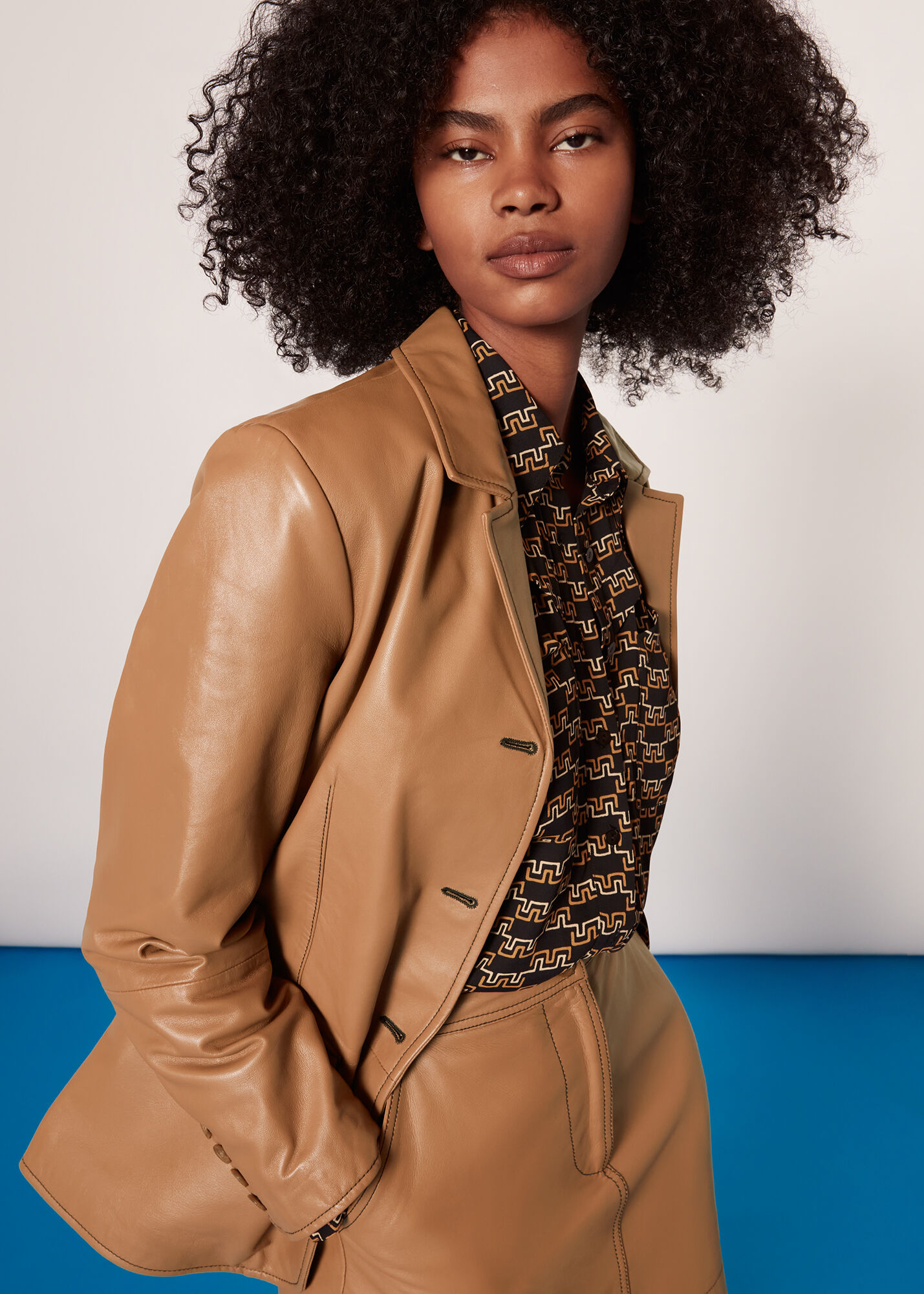 Neutral Stevie Leather Blazer WHISTLES