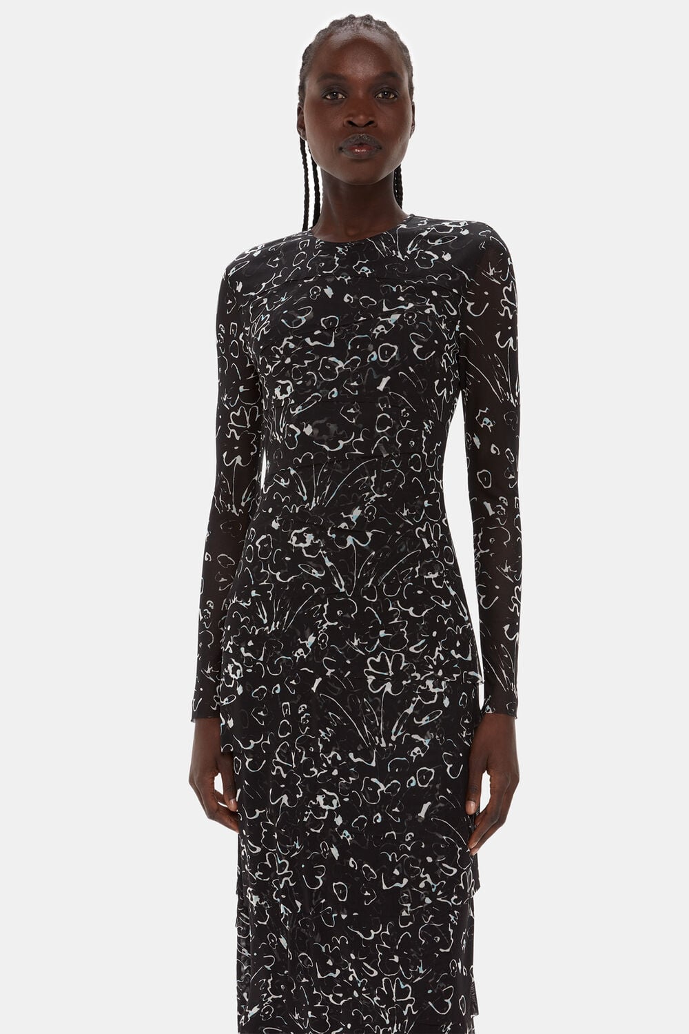 Scribble Bouquet Mesh Dress