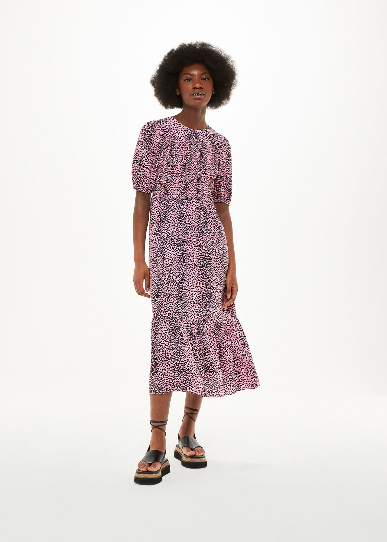 Pink/Multi Sketched Cheetah Dress | WHISTLES | Whistles UK