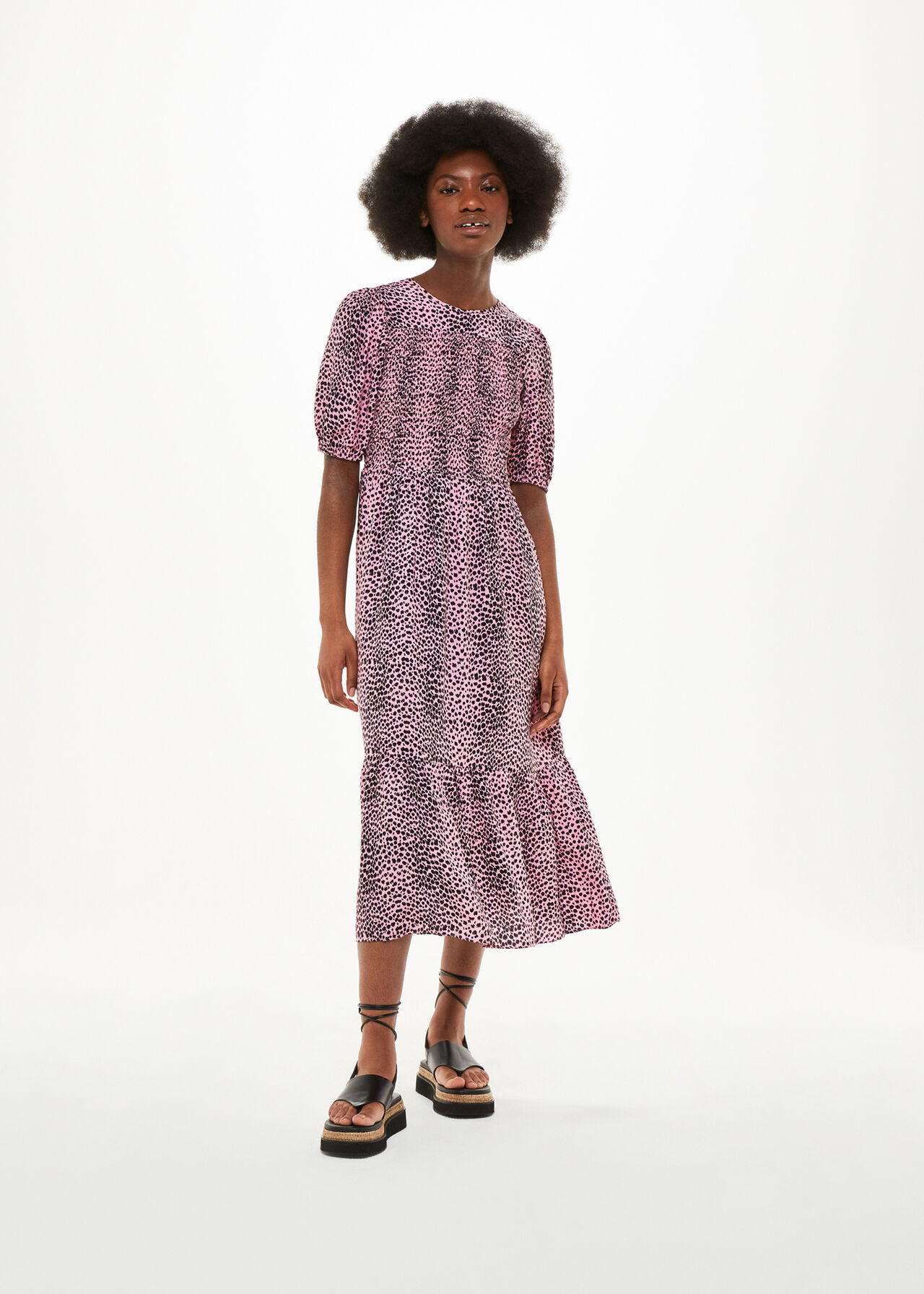 Pink/Multi Sketched Cheetah Dress | WHISTLES