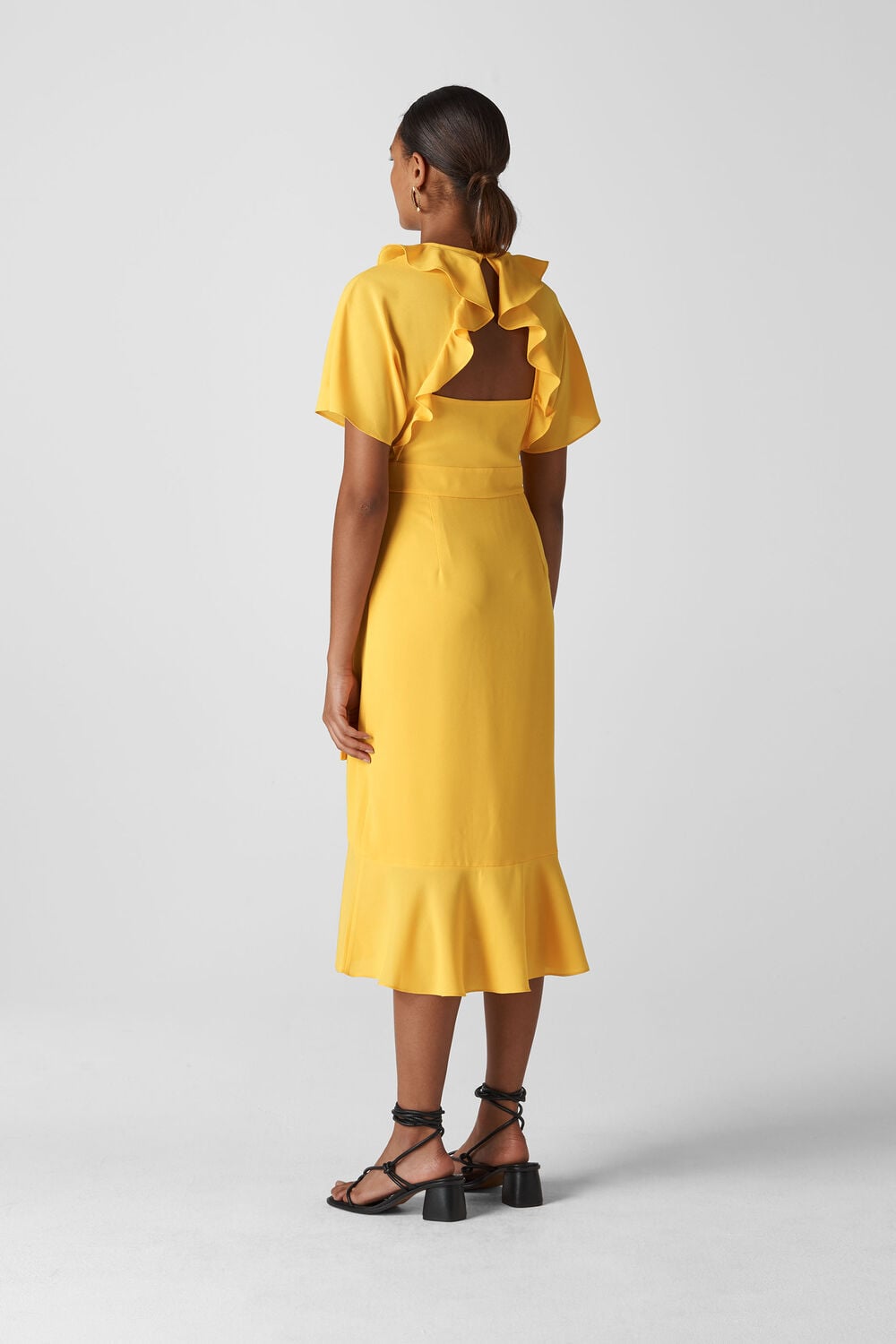 Abigail Frill Wrap Dress Yellow