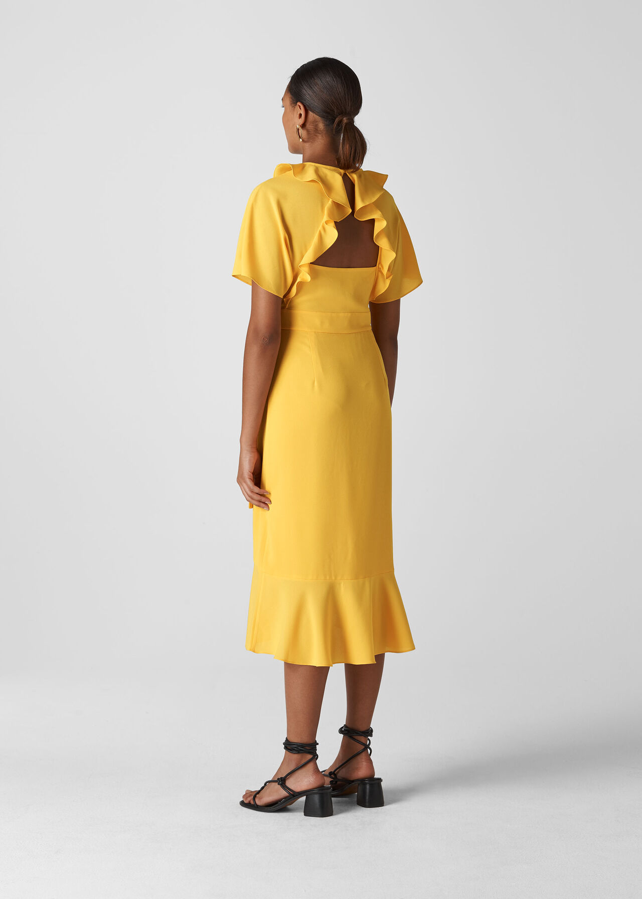 Abigail Frill Wrap Dress Yellow