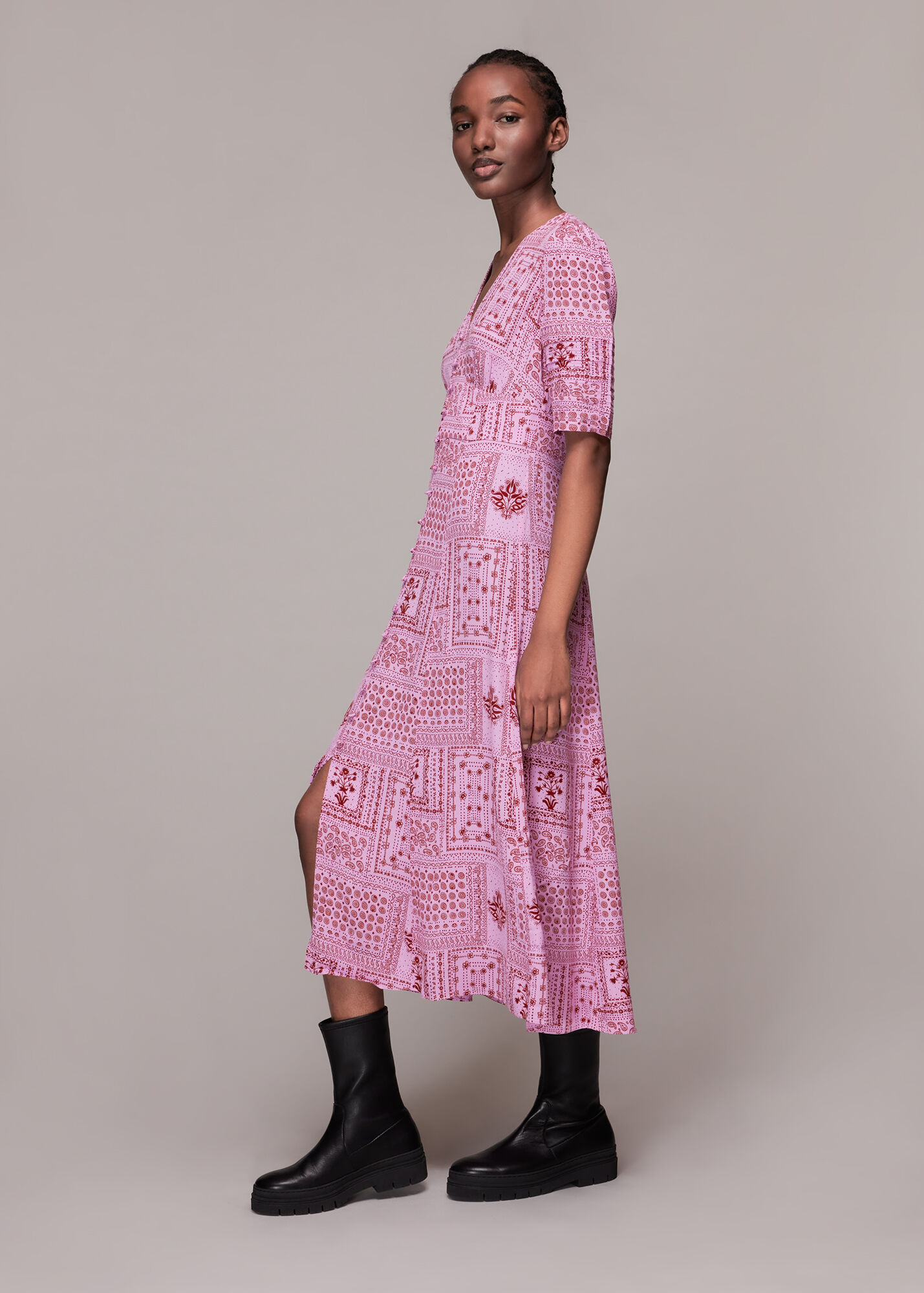 Pink/Multi Bandana Print Neave Dress WHISTLES Whistles US