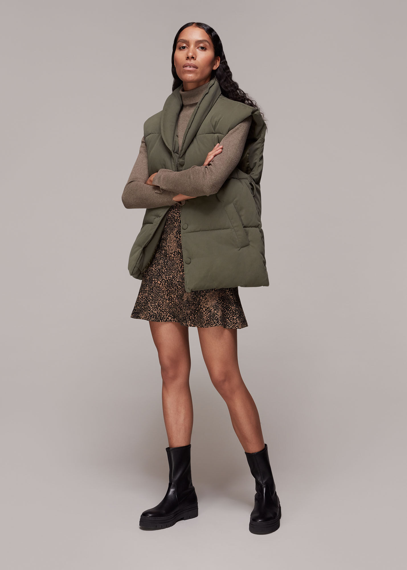 Multicolour Jacquard Leopard Flippy Skirt | WHISTLES | Whistles UK |