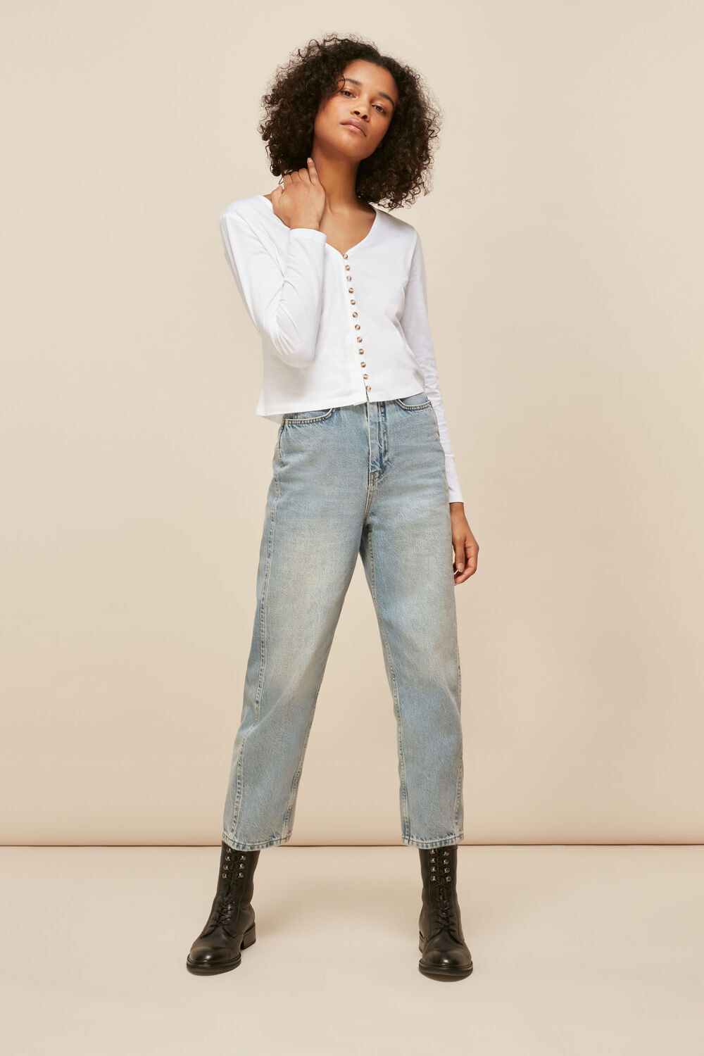 Sabrine Button Front Top