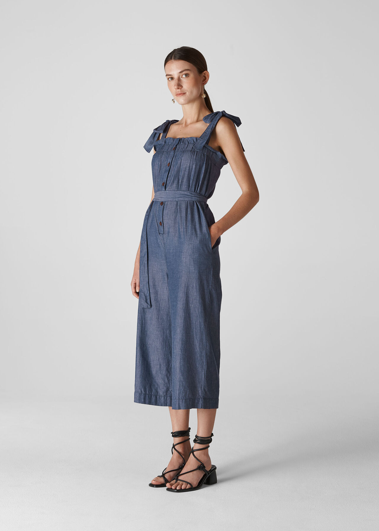 Denim Tie Chambray Jumpsuit | WHISTLES | Whistles UK