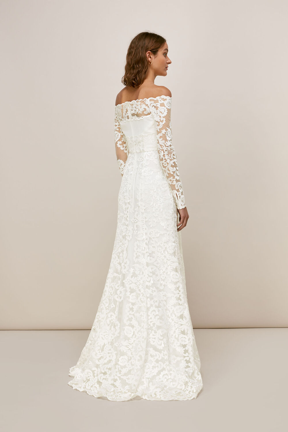 Melba Bardot Wedding Dress Ivory