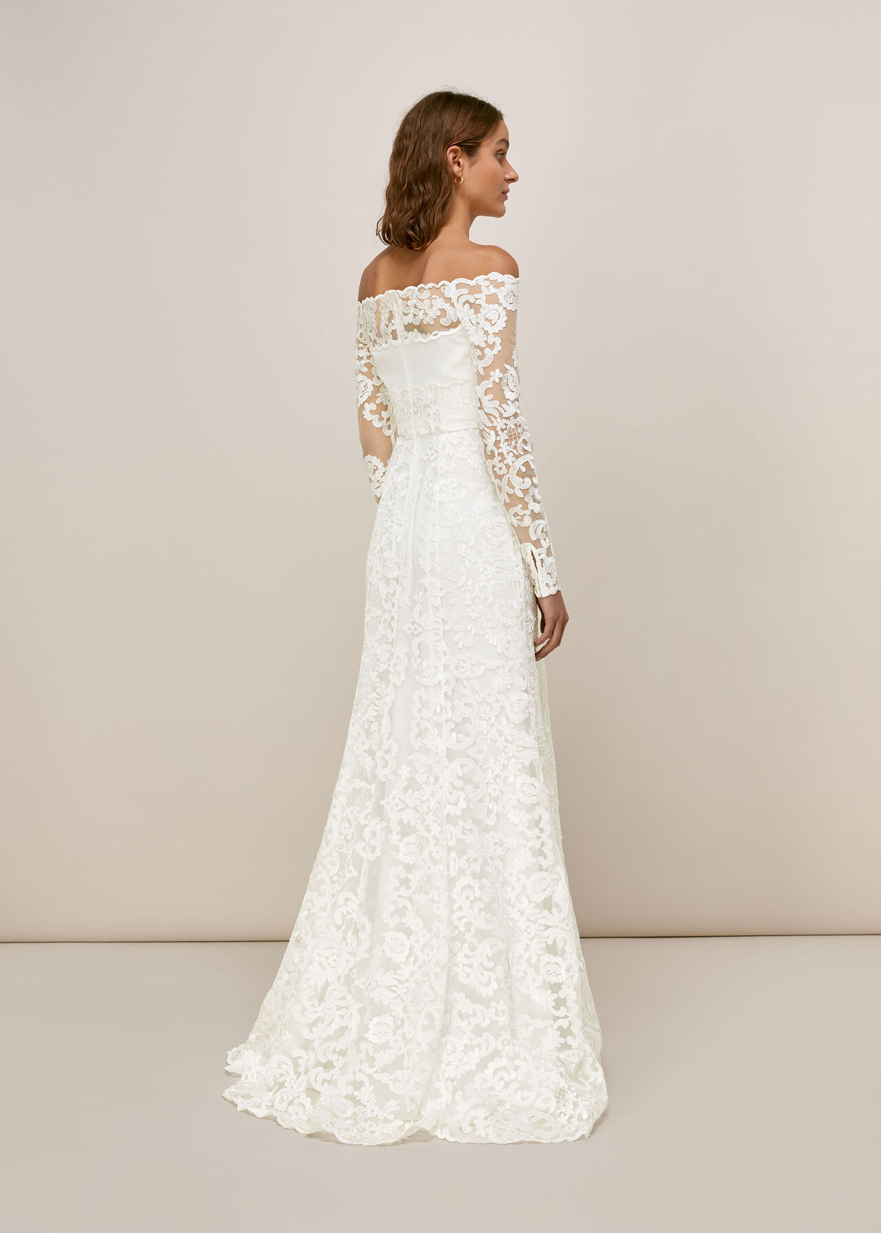 Melba Bardot Wedding Dress Ivory