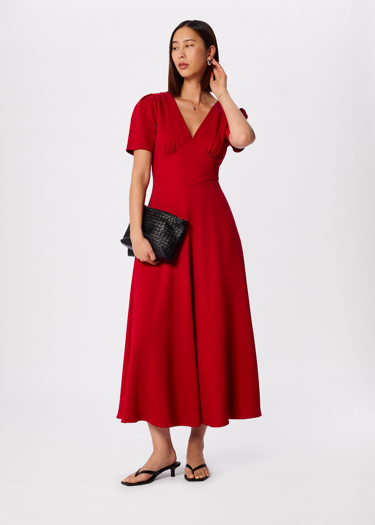 Red Panel Detail V Neck Maxi Dress | WHISTLES | Whistles UK |
