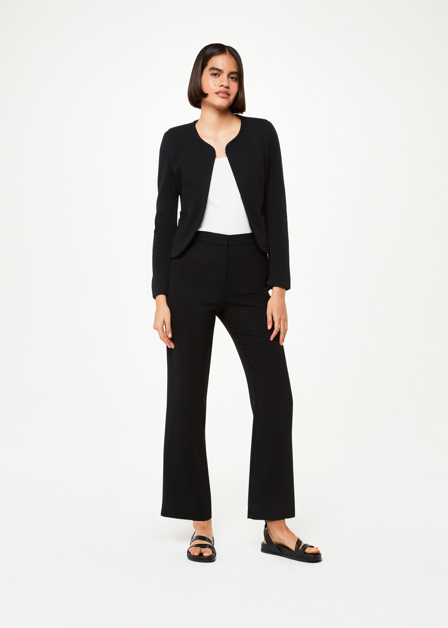 Black Collarless Jersey Jacket