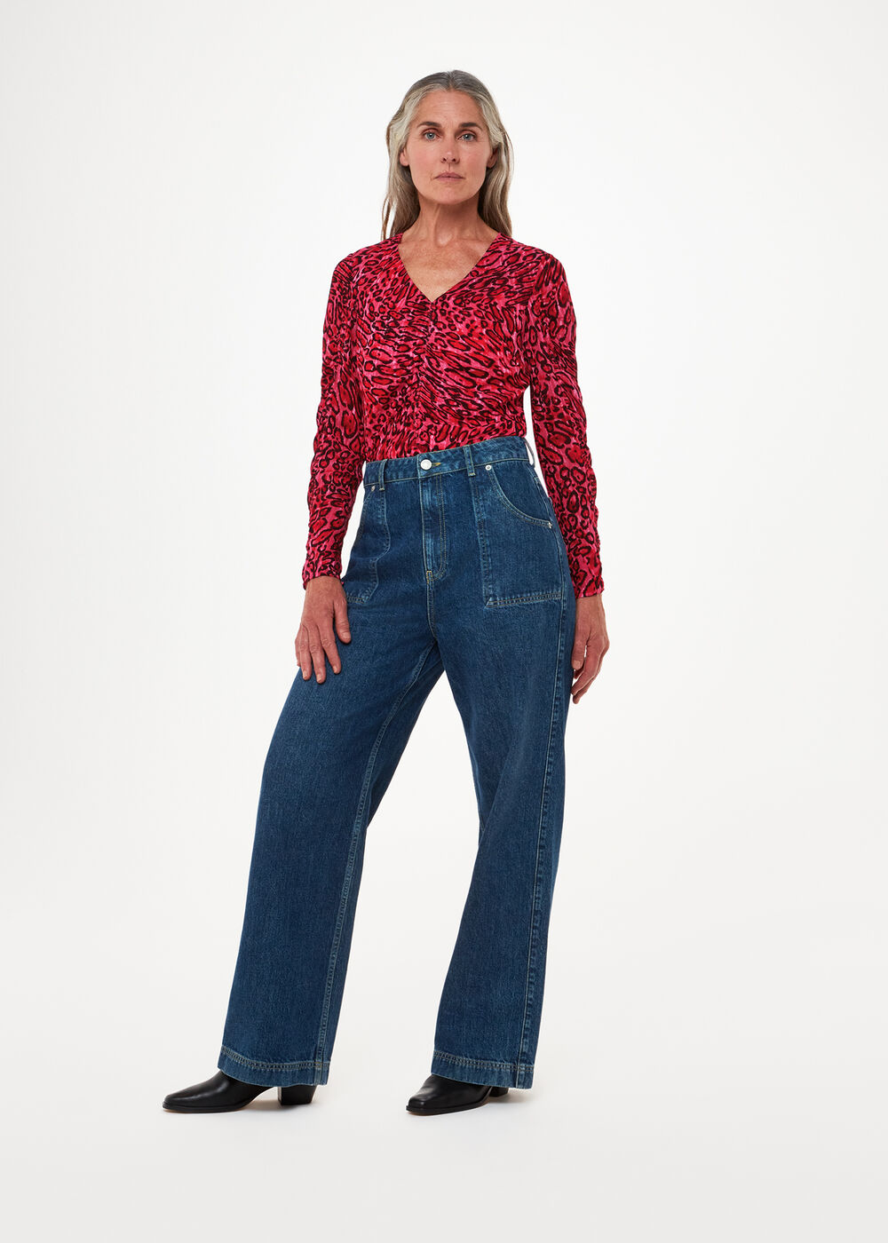 Waving Leopard Gathered Top