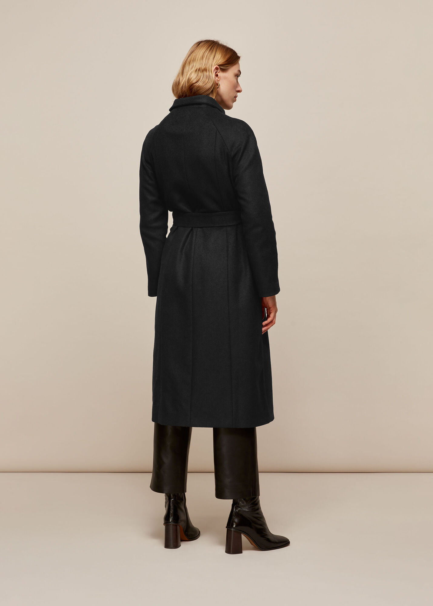 Black Funnel Neck Coat WHISTLES
