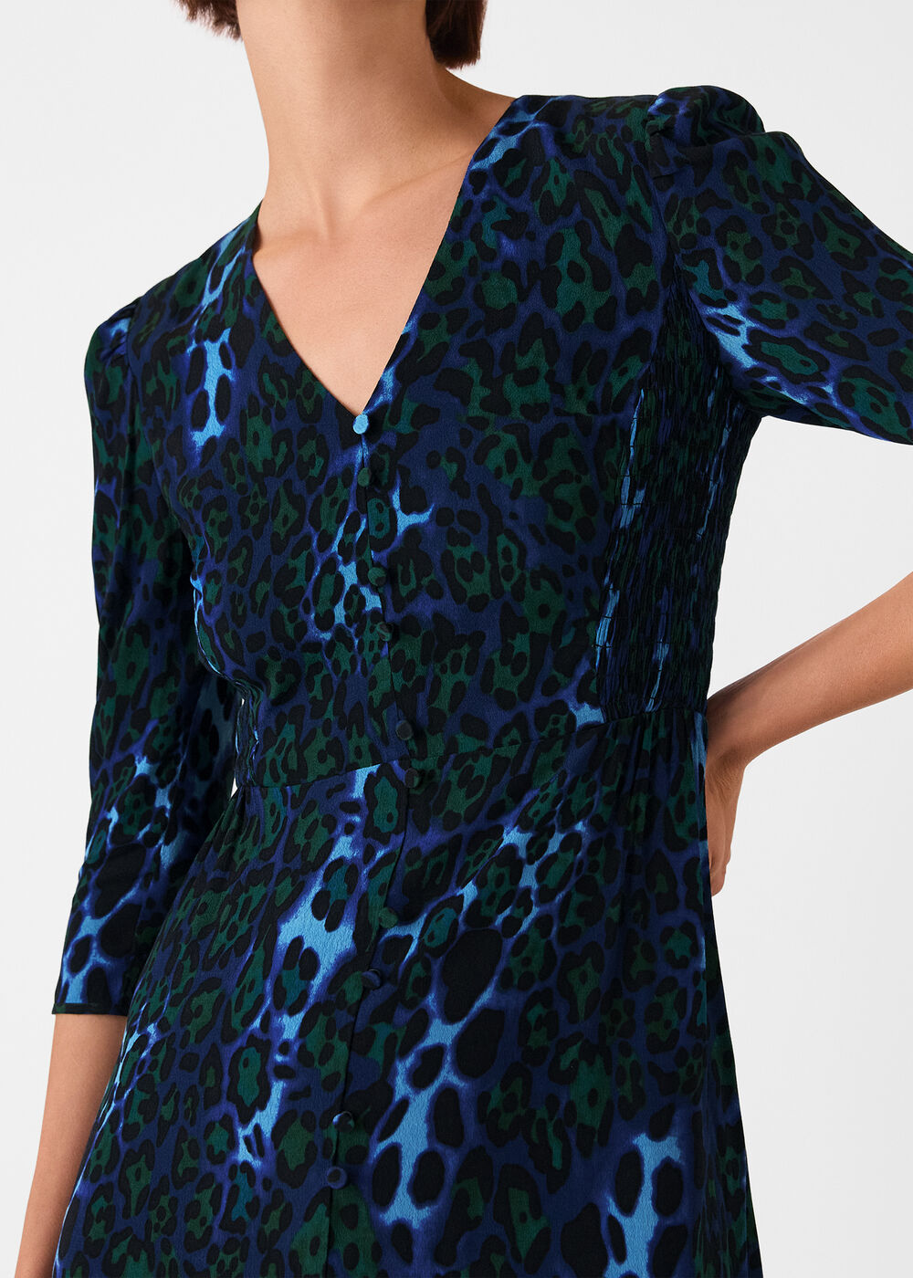 Night Cat Print Midi Dress
