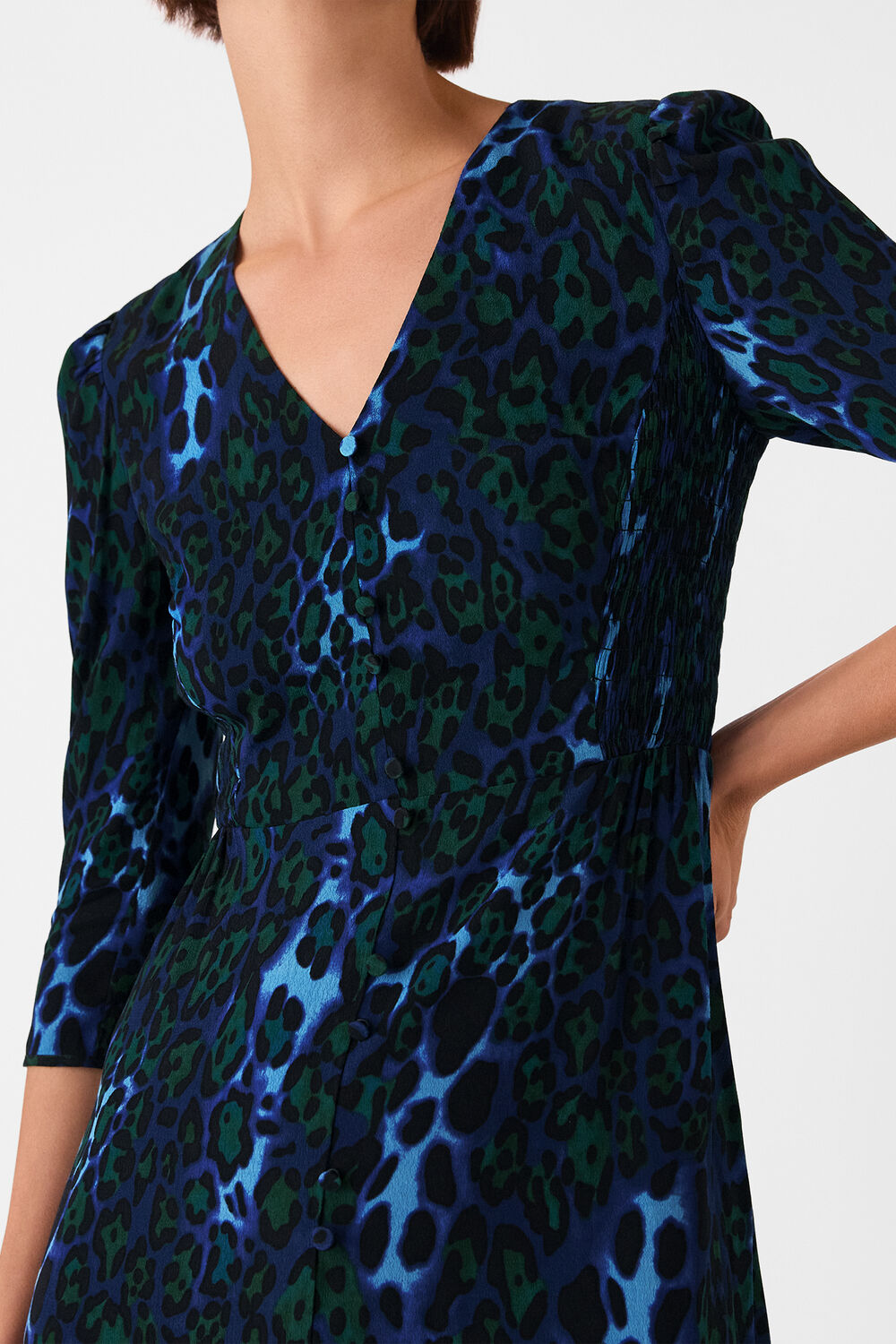 Night Cat Print Midi Dress