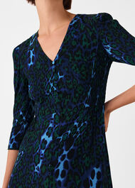 Night Cat Print Midi Dress